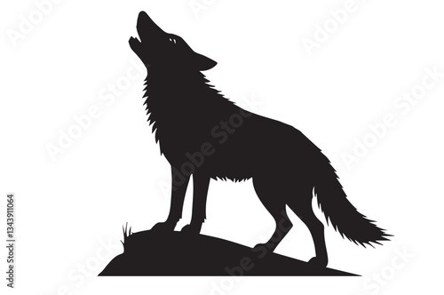 Black howling wolf silhouette vector illustration