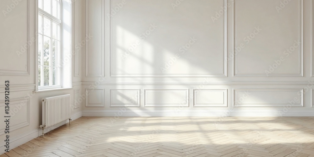 custom made wallpaper toronto digitalSunlit Empty Room with White Walls and Decorative Wall Moldings