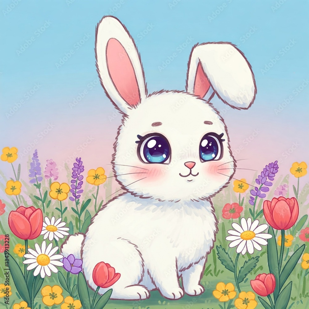 Fototapeta premium easter bunny with easter eggs