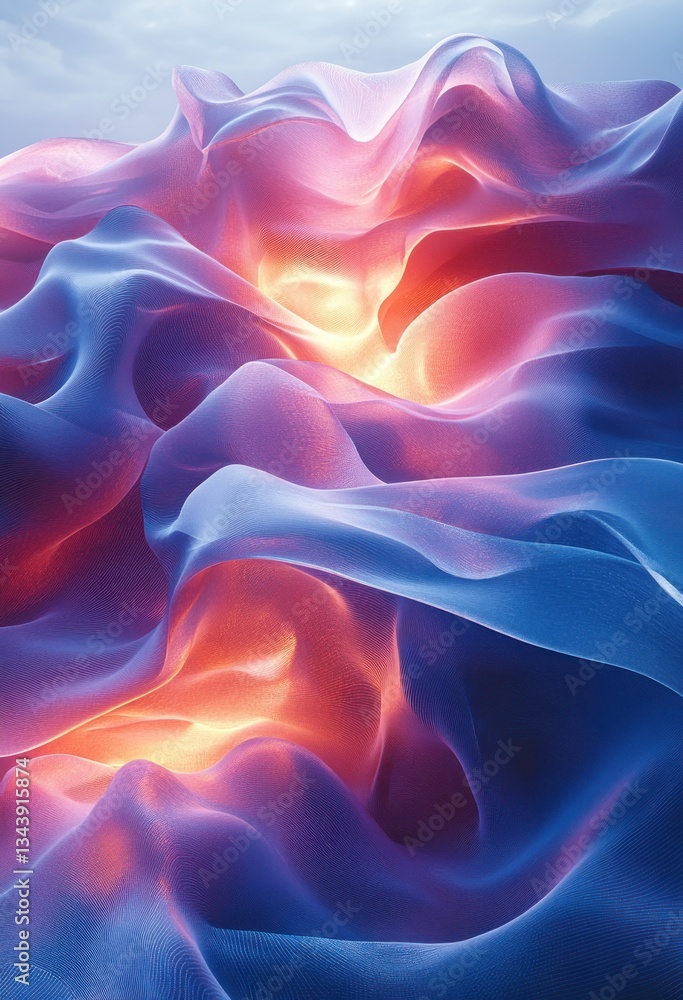 Obraz premium Colorful Wave Pattern Dynamic Abstract Design with Gradient Textures in Blue and Pink Artistic Collage