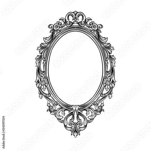 vector antique decorative frame border line art hand drawn illustration