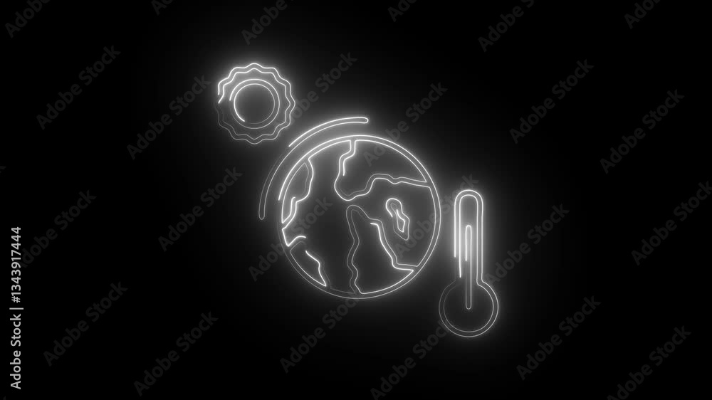 Glowing neon greenhouse effect icon isolated on black background. HD Video motion graphic animation Glowing neon greenhouse effect icon isolated on black background. HD Video motion graphic animation