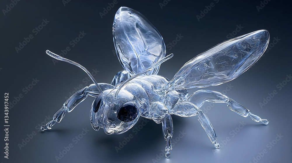Translucent Insect with Delicate Wings and Reflections Captured in a Macro Perspective Translucent Insect with Delicate Wings and Reflections Captured in a Macro Perspective