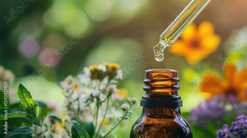 Natural essence extraction for aromatherapy and holistic wellness concept