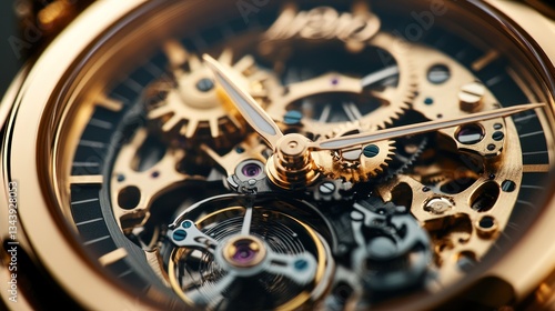 Wallpaper Mural Intricate Close-up of a Golden Mechanical Watch Revealing Inner Workings Torontodigital.ca