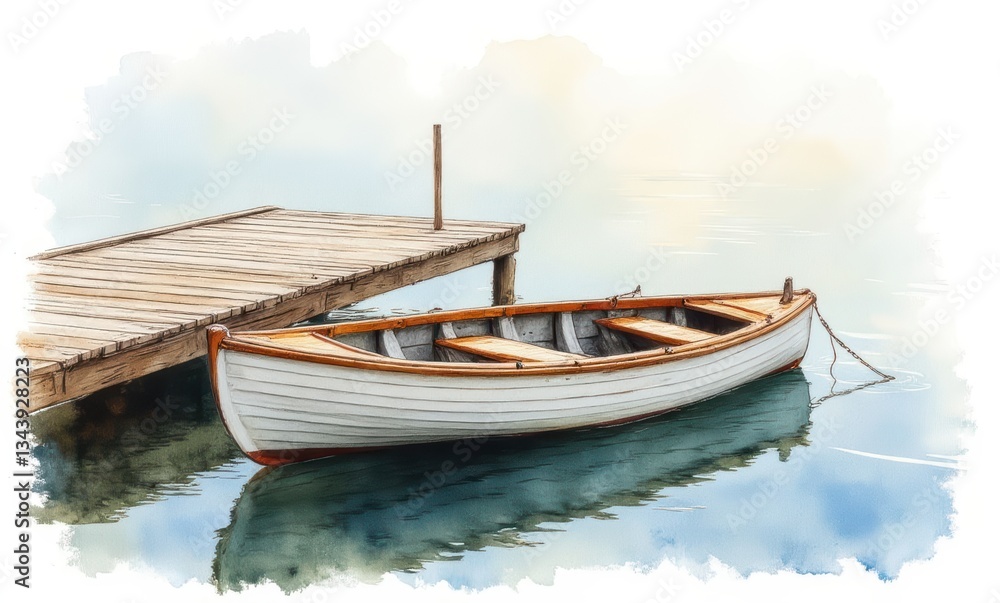 Serene boat at tranquil dock Serene boat at tranquil dock