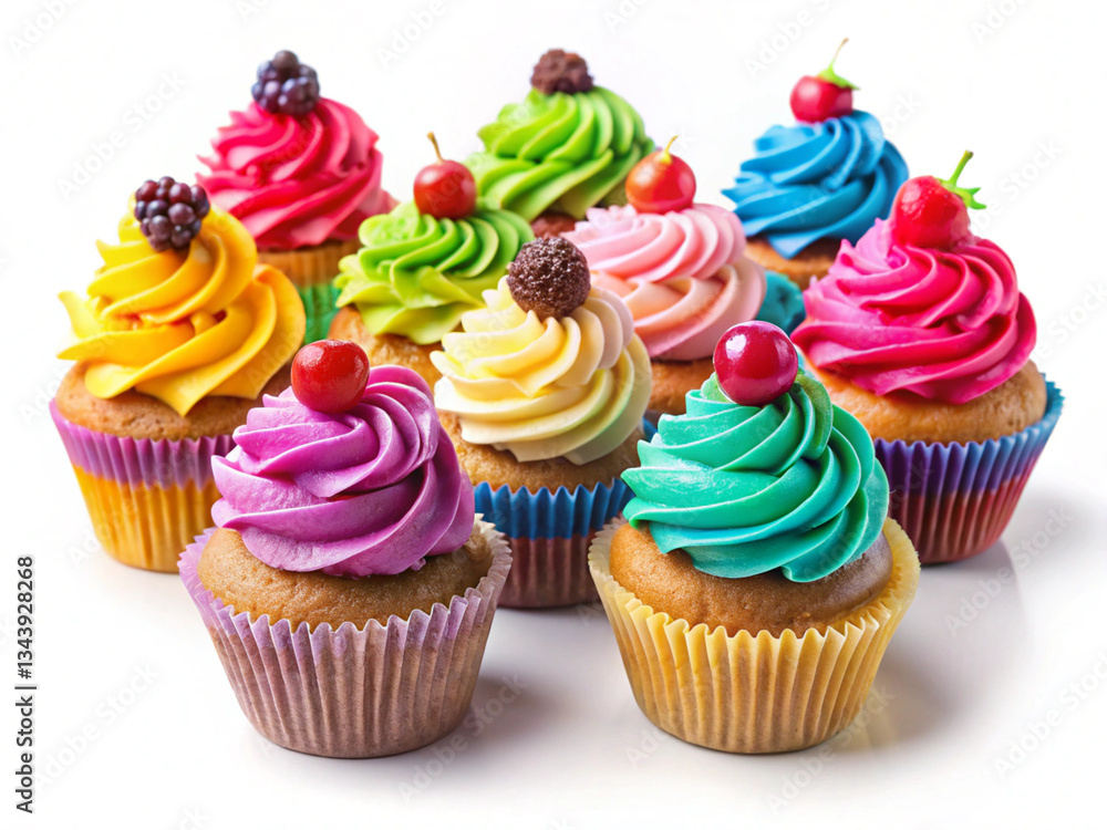 Colorful cupcakes isolated on a transparent background Colorful cupcakes isolated on a transparent background