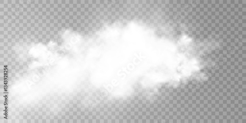 Fog or smoke isolated transparent special effect. White vector cloudiness, mist or smog background. Vector illustration	
