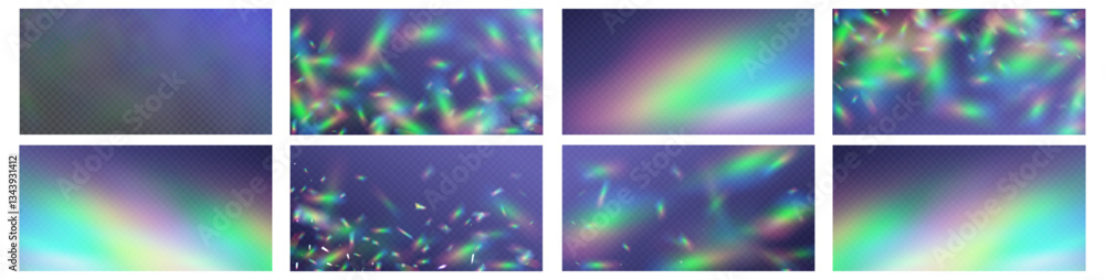 Rainbow light prism effect, transparent background. Hologram reflection, crystal flare leak shadow overlay. Rainbow light prism effect, transparent background. Hologram reflection, crystal flare leak shadow overlay.