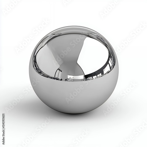 Reflective Silver Sphere on White Background