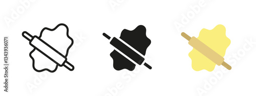 Rolling pin and dough icon. Baking utensil vector illustration. Cooking and pastry preparation concept. Kitchen tool for kneading and flattening dough.