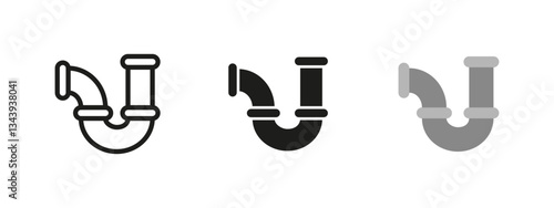 Pipe icon. Plumbing drain vector illustration. Sewer and water pipeline symbol for household and construction use. Infrastructure and sanitation concept representing drainage and waste management.