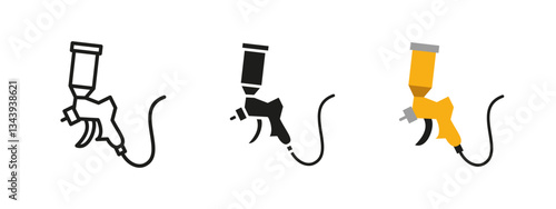Spray gun icon. Professional painting tool vector illustration. Equipment for automotive, industrial, and DIY coating applications. Used in renovation, repair and finishing projects.