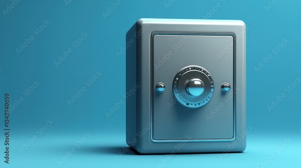Metallic Safe Box on a Blue Background for Financial Security Illustration Metallic Safe Box on a Blue Background for Financial Security Illustration