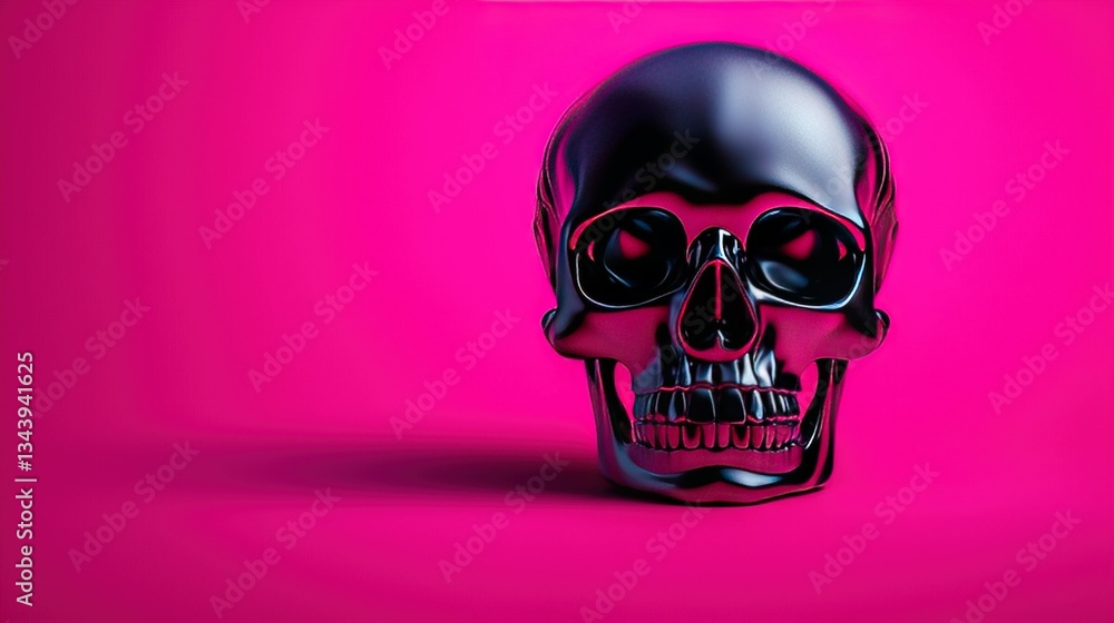 Pink background with skull on left; pink background with skull on right Pink background with skull on left; pink background with skull on right