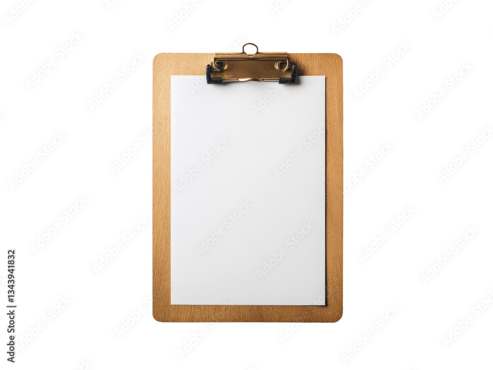Real photo of a wooden clipboard with blank A4 paper mockup transparent background. Real photo of a wooden clipboard with blank A4 paper mockup transparent background.