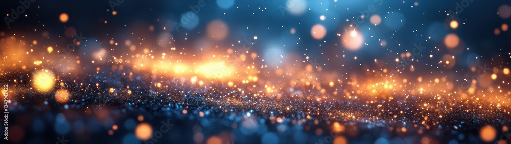 Obraz premium New Year Celebration Festive Background with Blue Bokeh Light Sparkles and Starry Sky