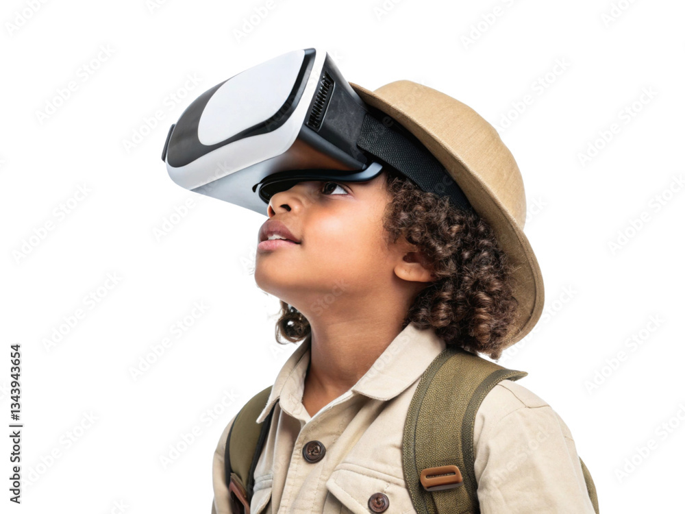 Fototapeta premium child wearing virtual reality headset, exploring immersive experiences in school, technology, and learning environments