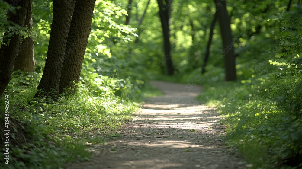 Fototapeta premium Two diverging forest paths: one overgrown, the other well-kept, symbolizing choices between tradition and progress.