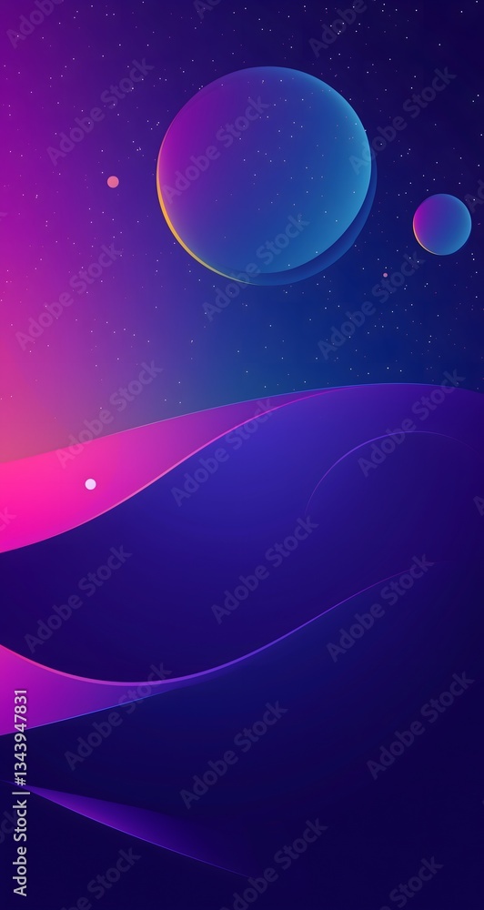 Abstract Space Landscape with Planets Abstract Space Landscape with Planets