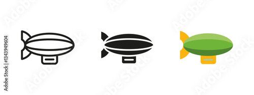 Airship icon. Vintage dirigible vector illustration. Floating transportation symbol. Helium-filled balloon sign. Aerial travel and tourism pictogram. Sky adventure concept.
