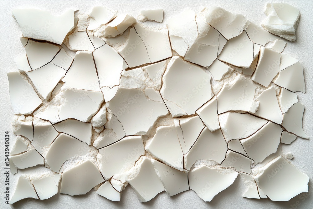 Broken Ceramic Shards Fragments Isolated on White Minimalistic Background Broken Ceramic Shards Fragments Isolated on White Minimalistic Background