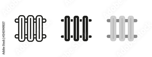 Radiator icon. Heating system vector illustration. Home appliance symbol for temperature regulation. Energy-efficient climate control pictogram. Warmth and comfort concept for interior design.