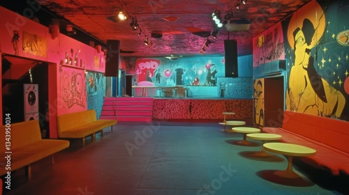 the interior of a vibrant, black-owned Harlem nightclub in 1960s New York.