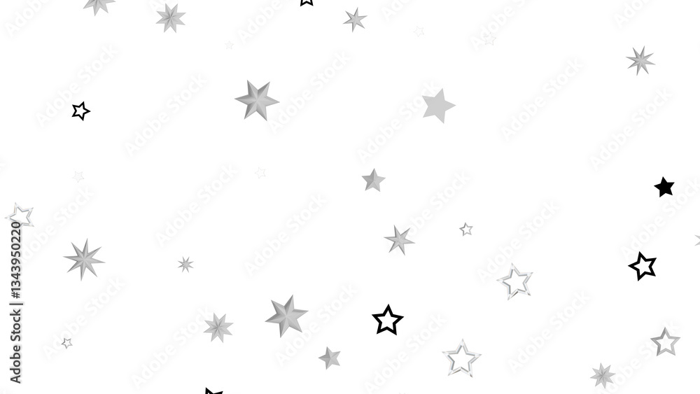 A simple abstract graphic with silver stars scattered on a black background. The stars are various sizes and give off a bright, shiny and sparkling feel. A simple abstract graphic with silver stars scattered on a black background. The stars are various sizes and give off a bright, shiny and sparkling feel.