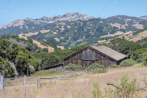 Wallpaper Mural A large barn sits in a field with a fence around it Torontodigital.ca