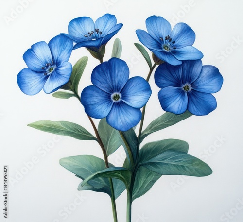 Wallpaper Mural Hyperrealistic Blue Forget-Me-Not Flowers Isolated on White Background Torontodigital.ca