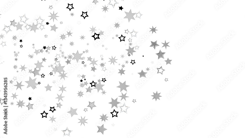 Fototapeta premium Silver Stars on Black Background