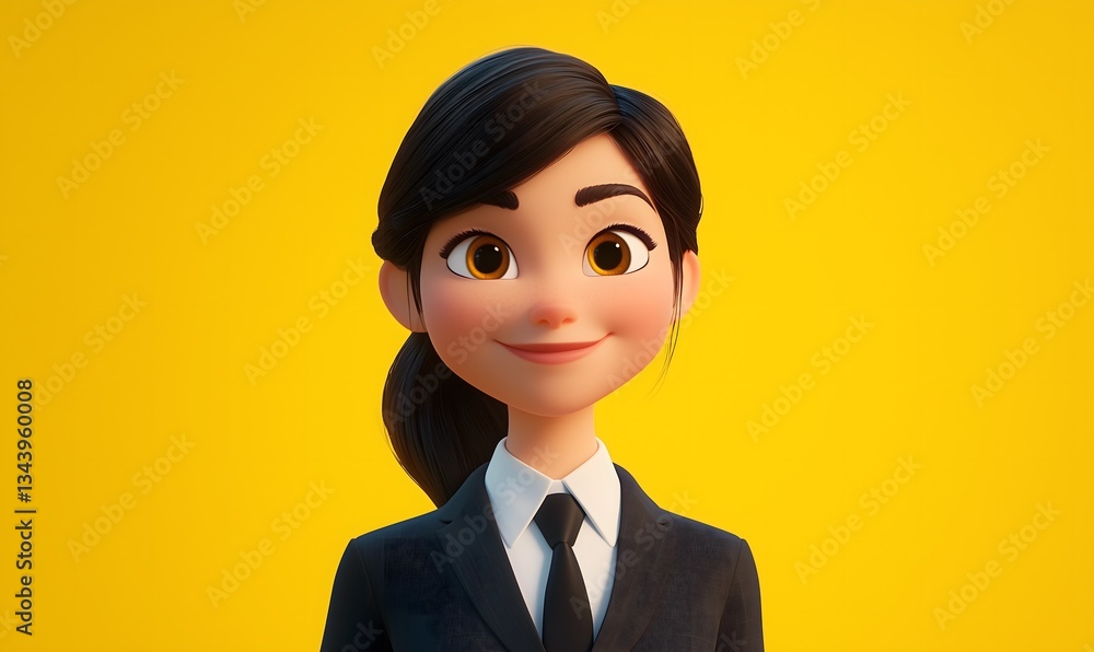 3D Render of a Smiling Cartoon Businesswoman 3D Render of a Smiling Cartoon Businesswoman