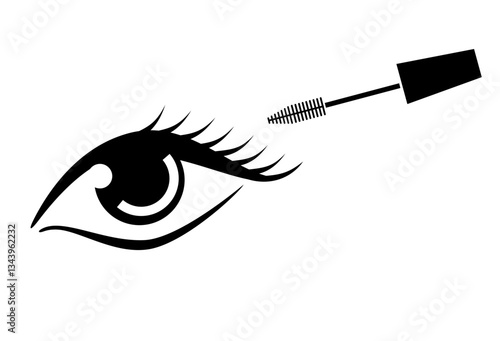 woman eye with mascara applicator vector illustration of cosmetic beauty product make up tools 