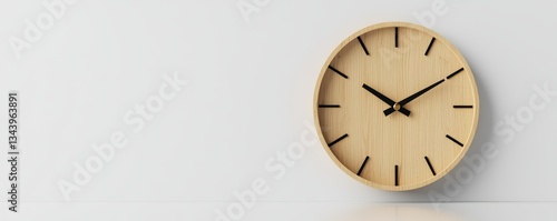Wallpaper Mural Minimalistic wall clock made of wood, offering a modern design perfect for home or office decor in natural tones. Torontodigital.ca