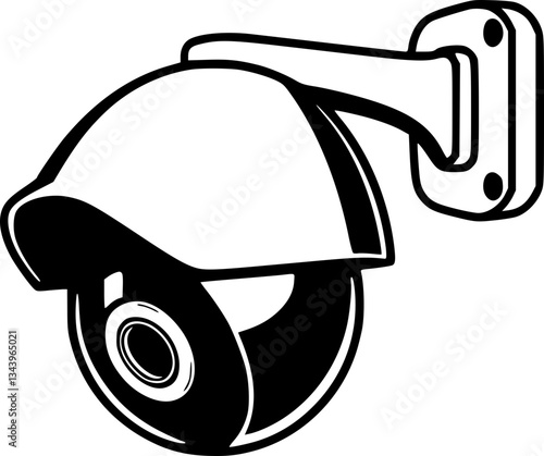 Home Security Camera Monochrome Black and White Vector Illustration