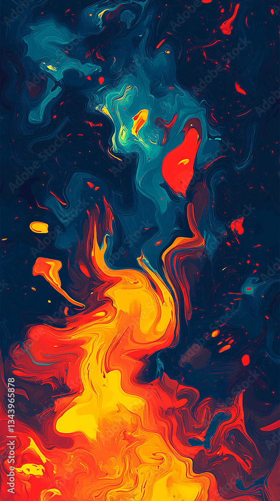 Fototapeta premium Abstract colorful swirl of blue, red, and yellow hues creating a dynamic visual effect