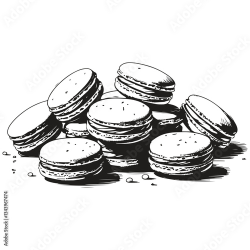 macaroons set sketch illustration