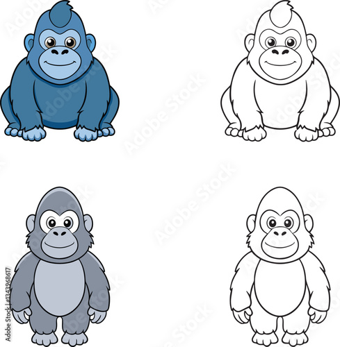 set of cartoon gorila