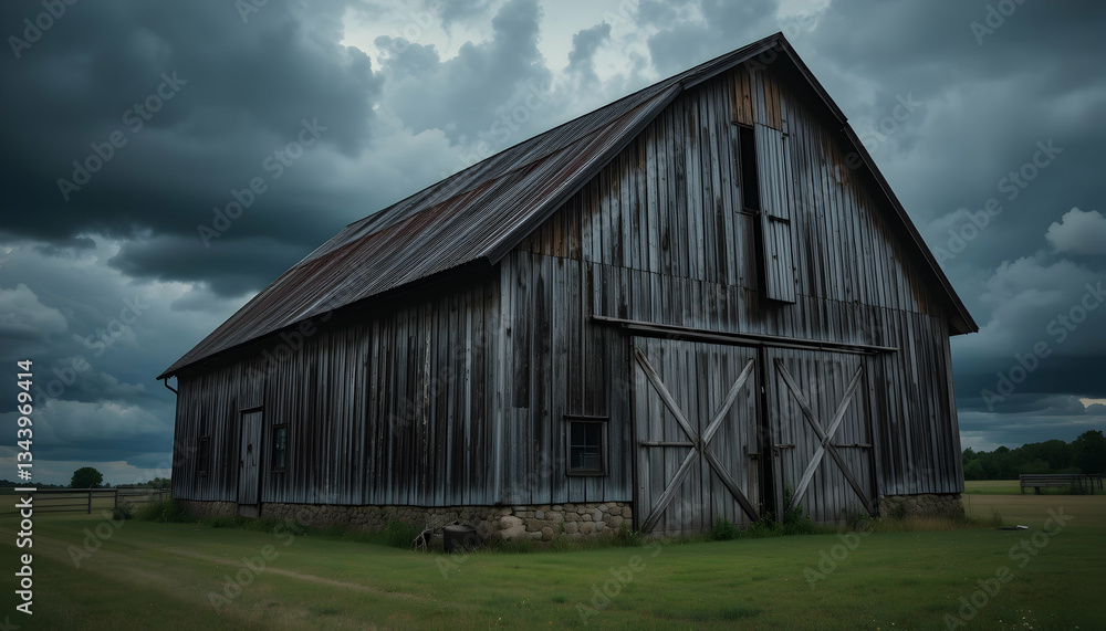 Rustic Charm An Old Wooden Barn Stands Against a Dramatic Sky A Timeless Scene of Rural America Beauty and Simplicity Rustic Charm An Old Wooden Barn Stands Against a Dramatic Sky A Timeless Scene of Rural America Beauty and Simplicity
