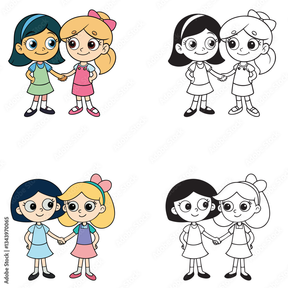 set of funny cartoon kids set of funny cartoon kids