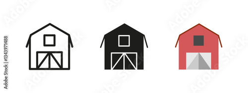 Barn icon. Farm building vector illustration. Rural storage and agriculture facility symbol. Farming, countryside and livestock structure concept.