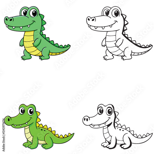 set of crocodile cartoon
