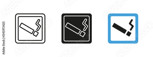 Smoking area icon. Smoker zone for cigarette consumption vector illustration. Permitted smoking space and lounge sign. Public facility indicator for smokers, indoor and outdoor usage pictogram.