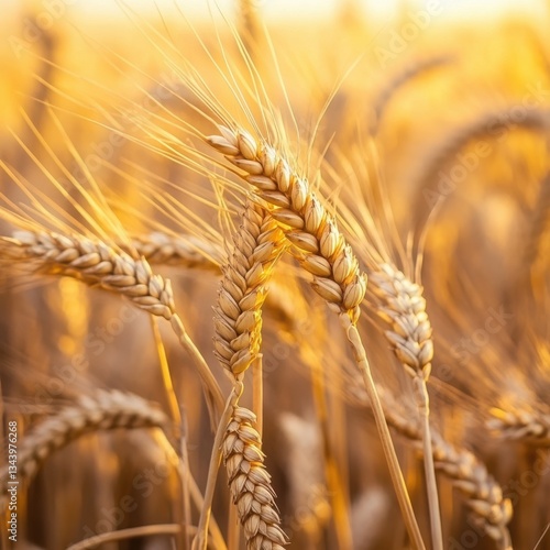 Golden Wheat Field at Sunset A Stunning View of Ripe Wheat Stalks Bathed in Warm Sunlight