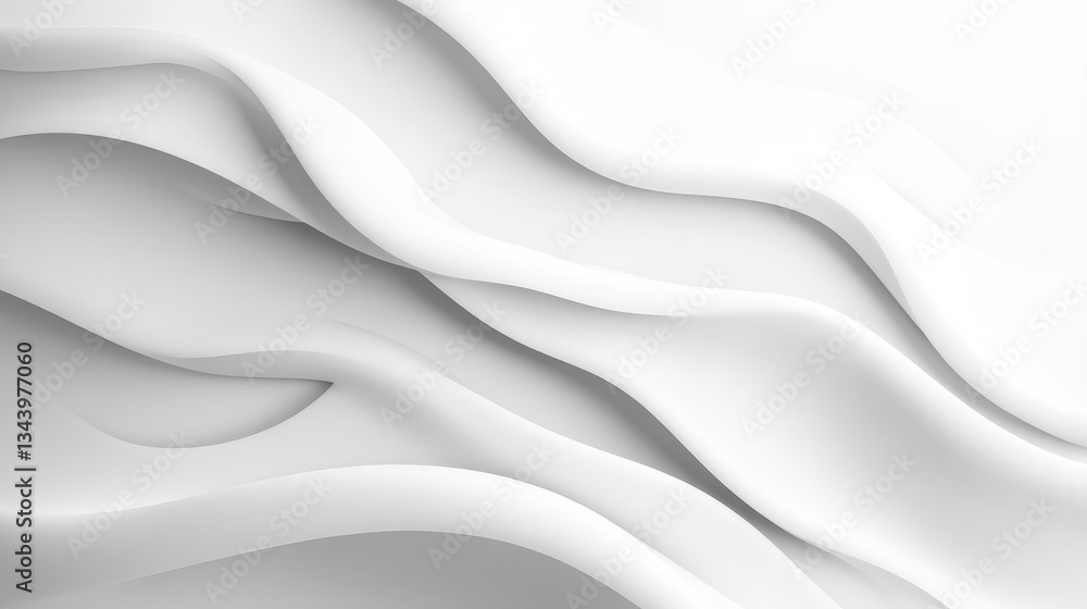 Obraz premium Modern white wave background with flowing shapes, a smooth gradient, and a luxurious minimal feel.