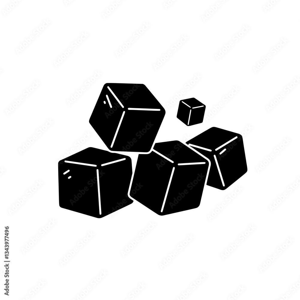Black Cubes Silhouette: An elegant monochrome graphic features a cluster of stylized black cubes. Each cube exhibits clean lines and subtle highlights, suggesting a contemporary aesthetic. Black Cubes Silhouette: An elegant monochrome graphic features a cluster of stylized black cubes. Each cube exhibits clean lines and subtle highlights, suggesting a contemporary aesthetic.