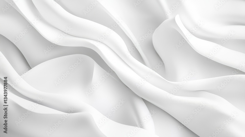 Obraz premium Soft abstract white backdrop with fluid, undulating curves and a clean, airy aesthetic.