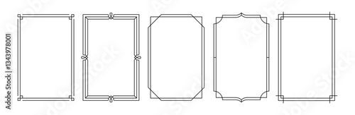 Simple frame set. Geometric frames and borders, minimalistic elegant art deco decorative layout ornament elements, thin line rectangle vignetting border design. Vector collection