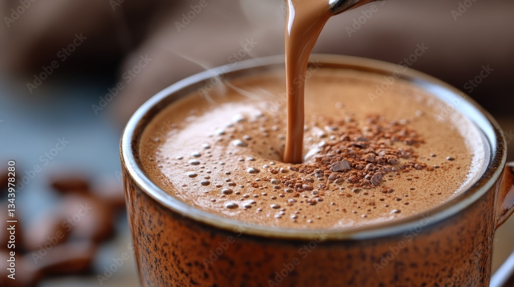 Hot chocolate being poured Hot chocolate being poured